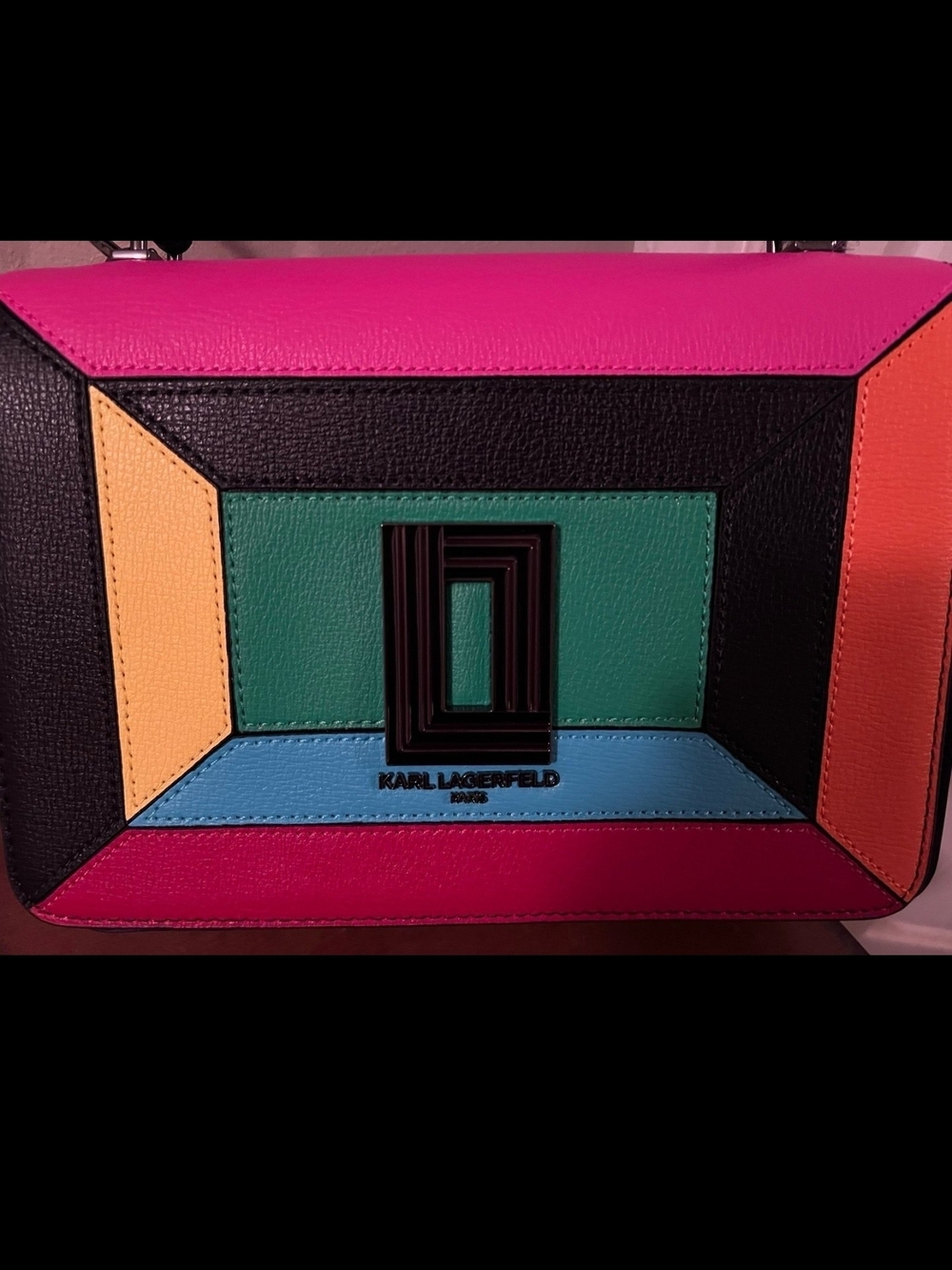 Karl Lagerfeld Geometric Colorblock Women's Crossbody Bag - Pink/Green/Blue